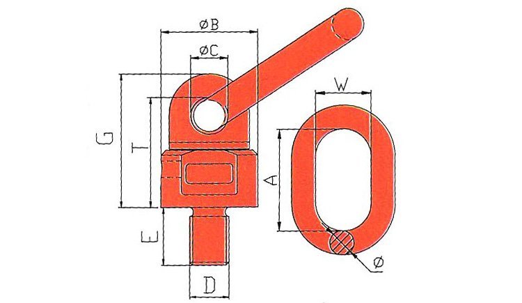 萬向旋轉吊環尺寸