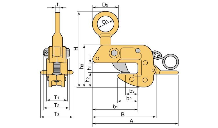 世霸鋼板鉗HLC-H尺寸