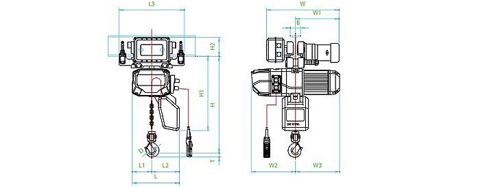 DXE-M環鏈電動葫蘆尺寸