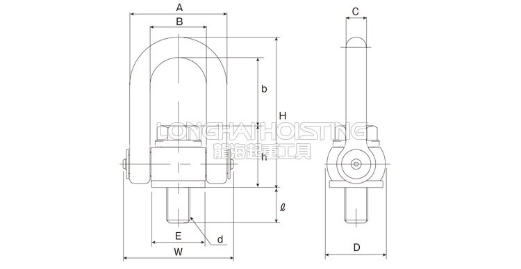 日本速浪鐵工NANIWA ME旋轉吊環尺寸圖