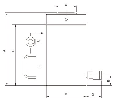 螺母鎖定液壓千斤頂重力回位尺寸圖
